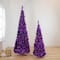 4ft. Pre-Lit Purple Tinsel Pop-Up Artificial Christmas Tree, Clear Lights
